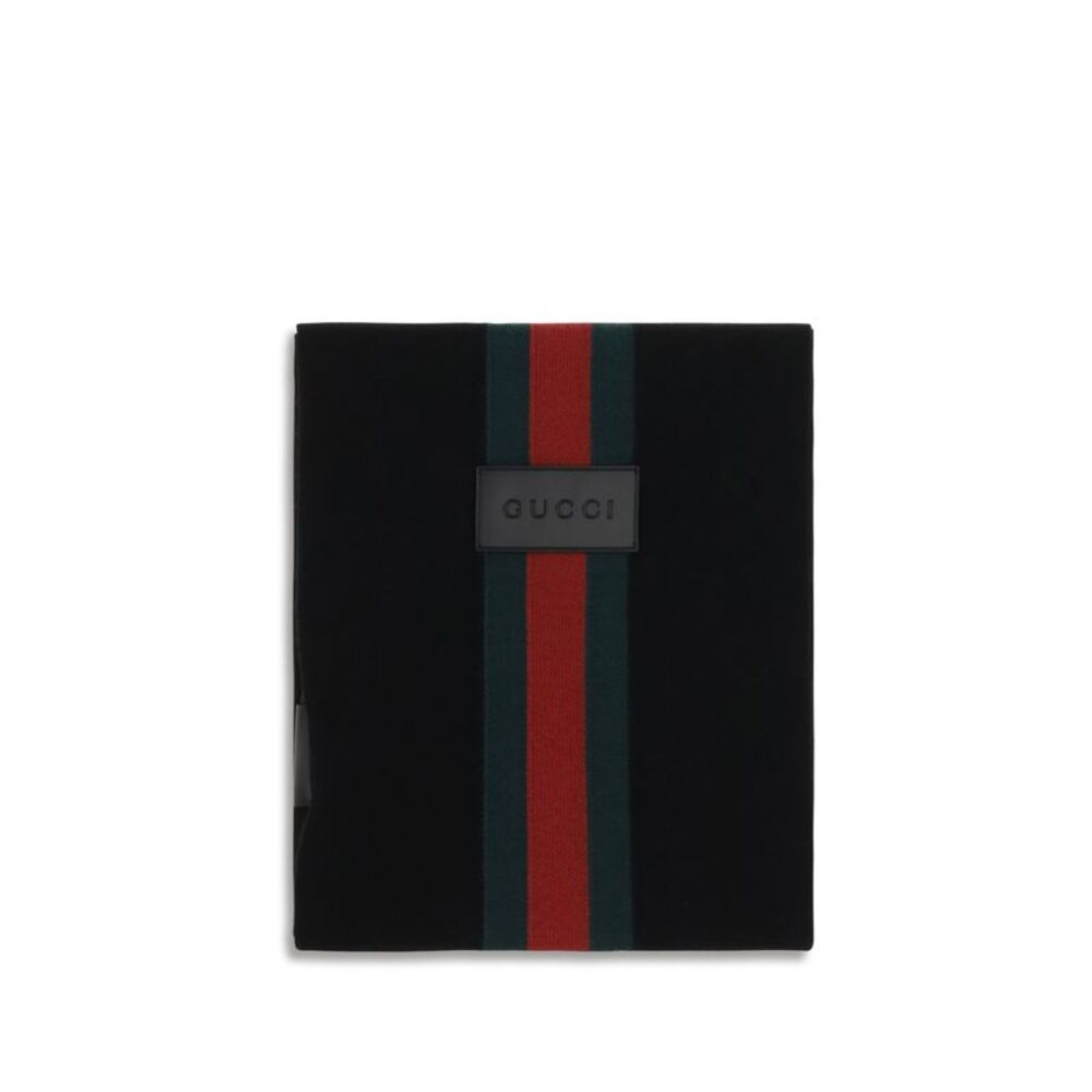 Gucci Men Wool Scarf With Web Stripe